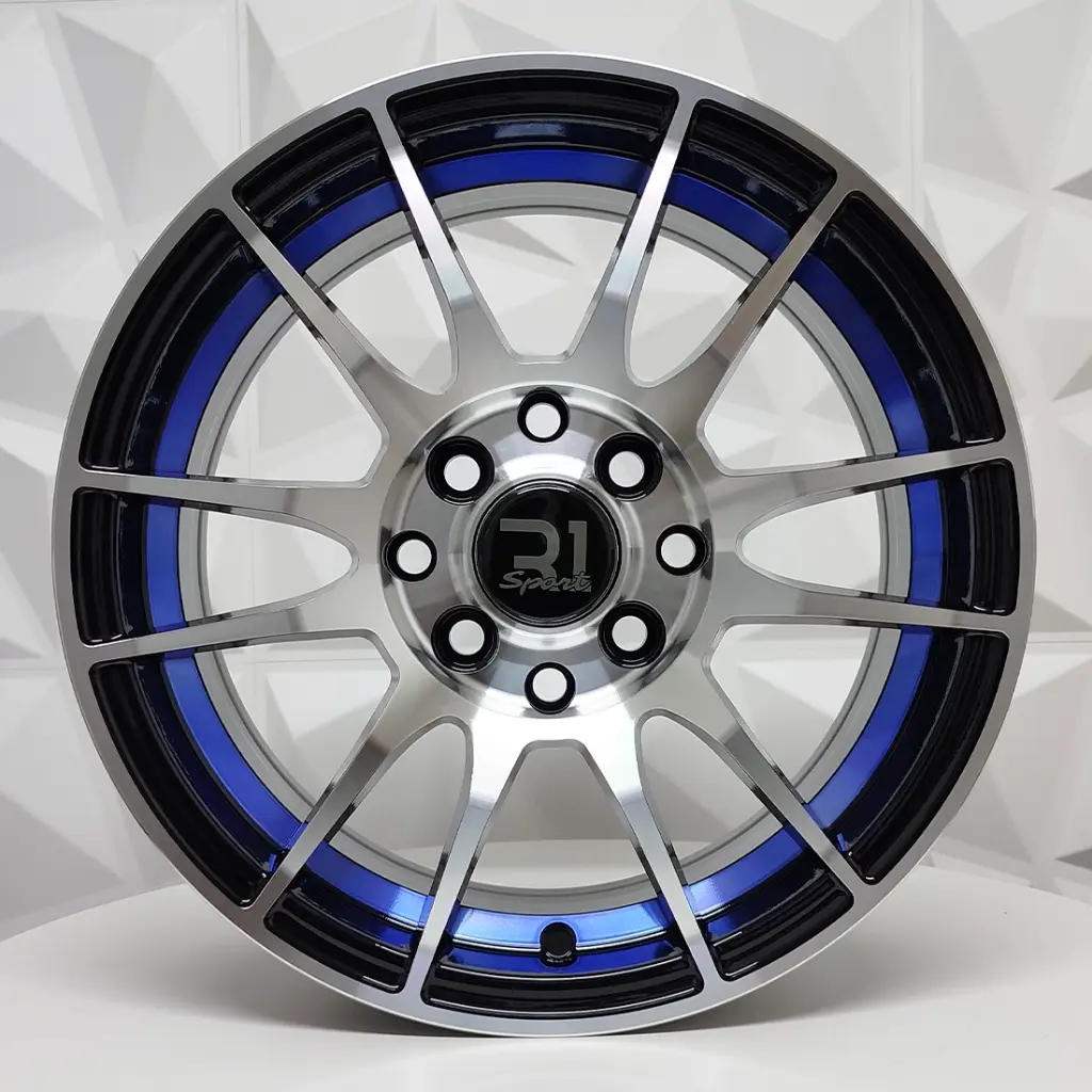 RIN 14X6 4-100/114.3 R1 SPORT RGW40654 BLACK MACHINE FACE+BLUE UNDERCUT ET35 CB73.1 