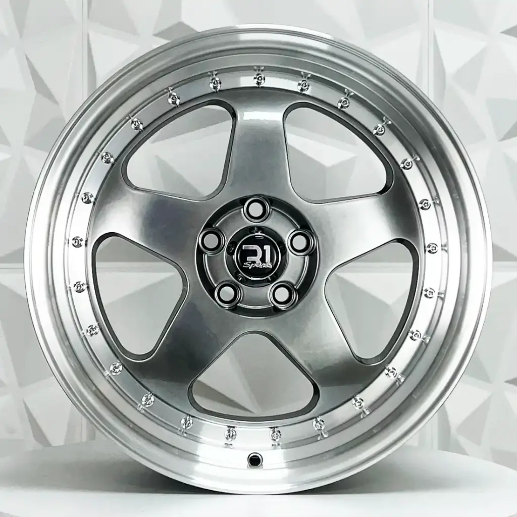 RIN 17X9 4-100/114.3 R1 SPORT 7089R HYPER BLACK MI CHROME RIVETS ET25 CB73.1