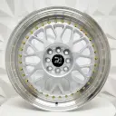RIN 17X8 4-100/114.3 R1 SPORT 1001 SILVER MI GOLD RIVETS ET25 CB73.1